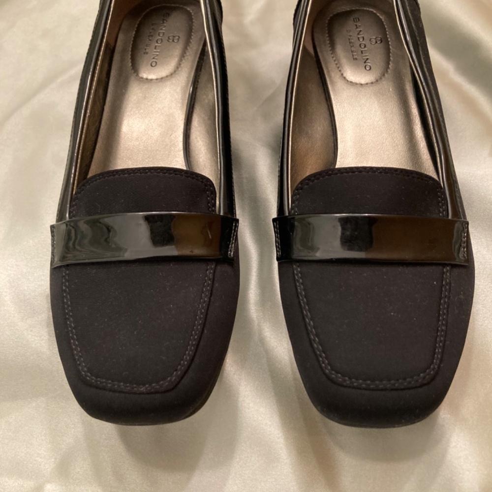 Bandolino Latera Black Wedge Slip-On Loafer Flats Faux Leather Size 6 VGUC - Picture 8 of 14